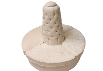 Hollywood Regency Round Banquet Settee Tufted Lobby Sofa in Bouclé, 1980s